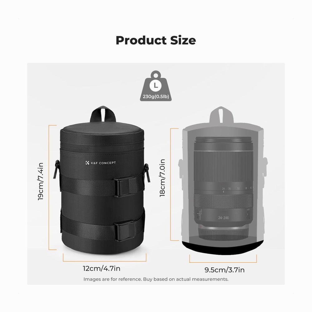 K&F Concept L Camera Lens Pouch Case, Waterproof Zipper Lens Protective Bag, Camera Lens Carry Bag Fits Lenses Below 3.5x7.1 -(KF13.202) thumbnail 2