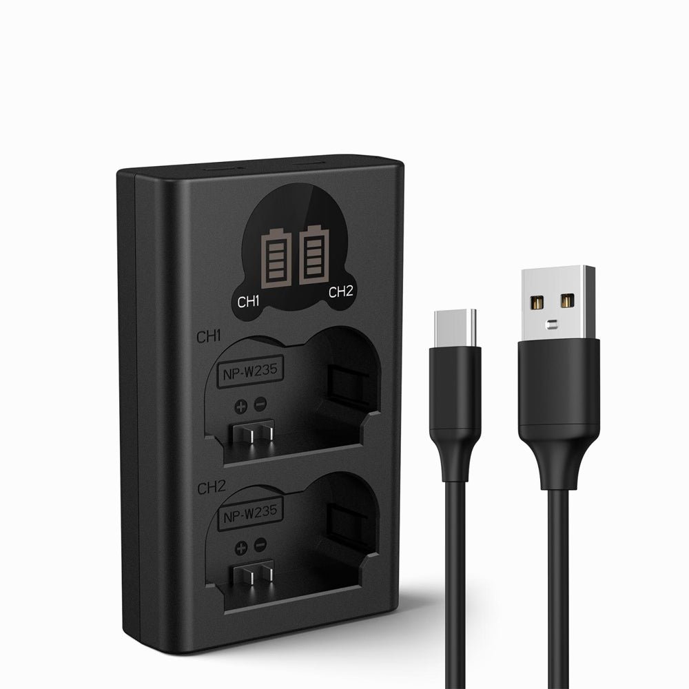 K&F Concept NP-W235 Battery Charger with LCD Screen, Micro USB and Type-C Charger for Fujifilm X-T5, X-T4, GFX 100S, X-H2S, GFX 50S II, VG-X