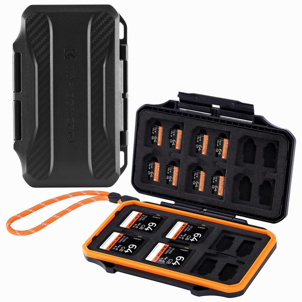 K&F Concept 36 Slots SD Micro SD Memory Card Case, Water-Resistant SD Card Holder, Anti-Shock Card Carrying Storage Box for 24 Micro SD SDXC