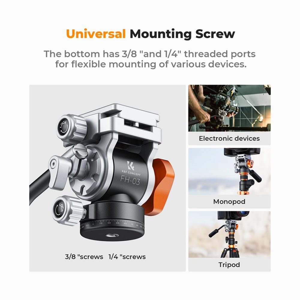 K&F Concept FH-03 Video Fluid Head with Arca-Swiss Quick-Release Plate-KF31.087 thumbnail 2