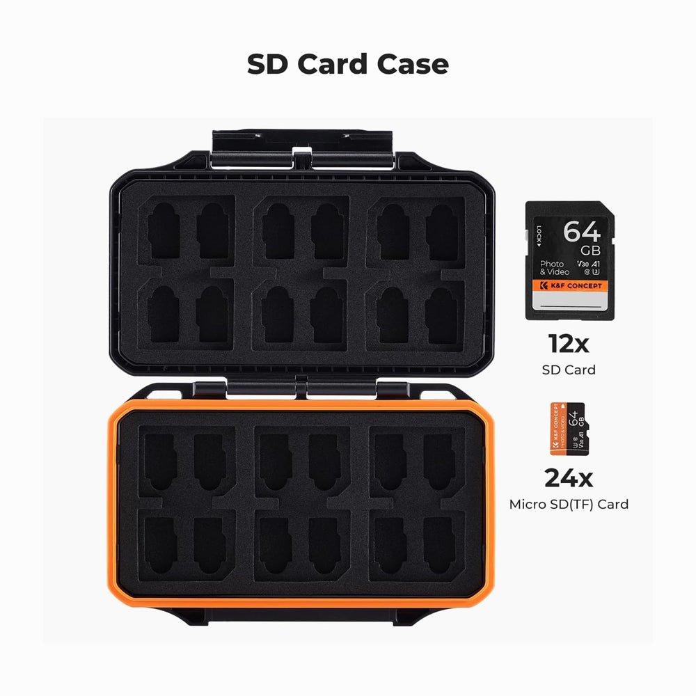 K&F Concept 36 Slots SD Micro SD Memory Card Case, Water-Resistant SD Card Holder, Anti-Shock Card Carrying Storage Box for 24 Micro SD SDXC thumbnail 2