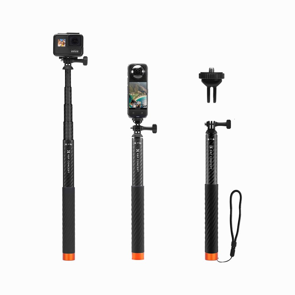 K&F Concept Invisible Selfie Stick, Extension Carbon Long Poleīŧ127cmīŧfor Insta360 Camera (KF09.140)