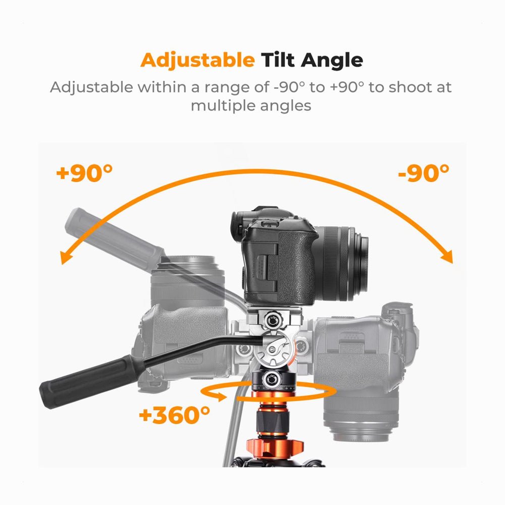 K&F Concept O255C4+FH-03 Carbon Fiber Lightweight Camera Tripod with Hydraulic Video Tripod Head (KF09.158) thumbnail 2