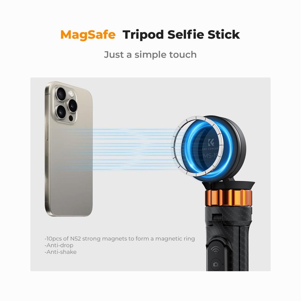K&F CONCEPTS MS19 63-inch Magnetic Iphone Tripod Phone Selfie Stick Tripod (SKU.KF09.139) thumbnail 2