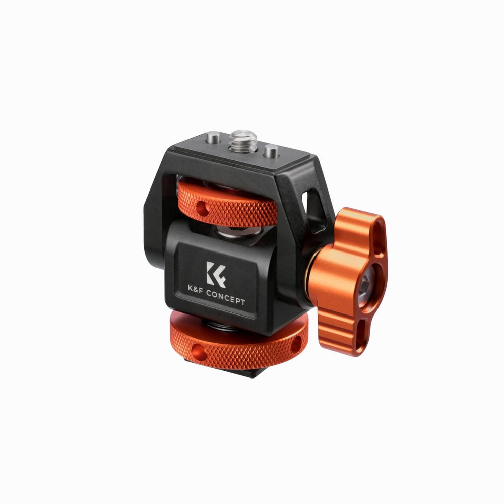 K&F Concept Lightweight Field Monitor Mount Holder with Cold Shoe & 1/4" Screw, 180° / 360° Adjustable Swivel and Tilt Rotation, 3kg Maximum