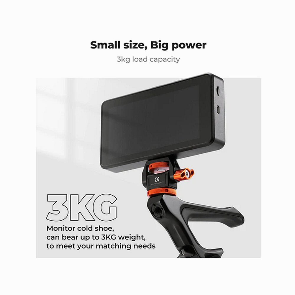 K&F Concept Lightweight Field Monitor Mount Holder with Cold Shoe & 1/4" Screw, 180° / 360° Adjustable Swivel and Tilt Rotation, 3kg Maximum thumbnail 2