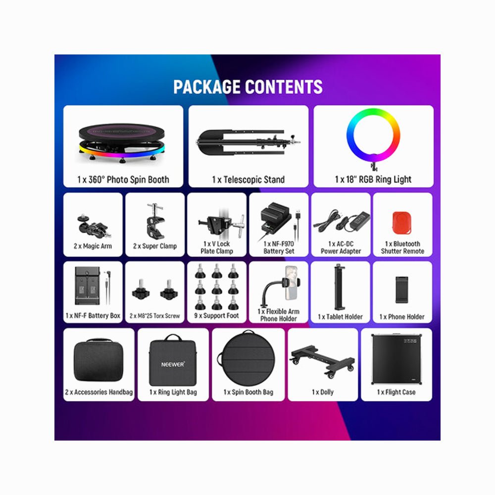 NEEWER 360 PHOTO BOOTH MACHINE WITH 18 INCH RGB RING LIGHT KIT 100CM thumbnail 2