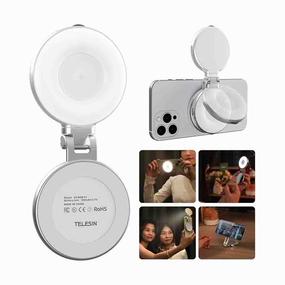 TELESIN C03 Phone Magnetic Beauty Fill Light Selfie Mirror Rotatable Pocket Light (S5-BGD-01 ) thumbnail 2