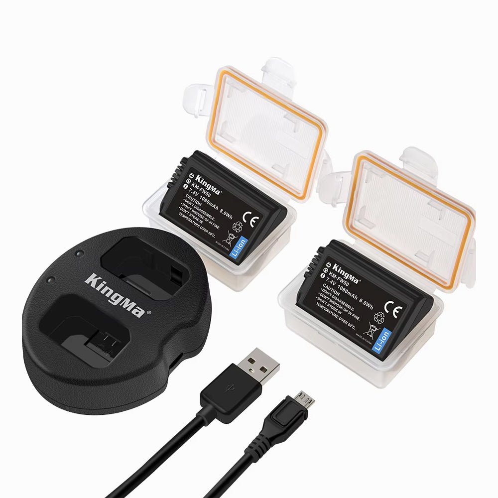 KingMa 2pcs NP-FW50 Battery 1080mAh and LCD Dual Charger Kit thumbnail 2