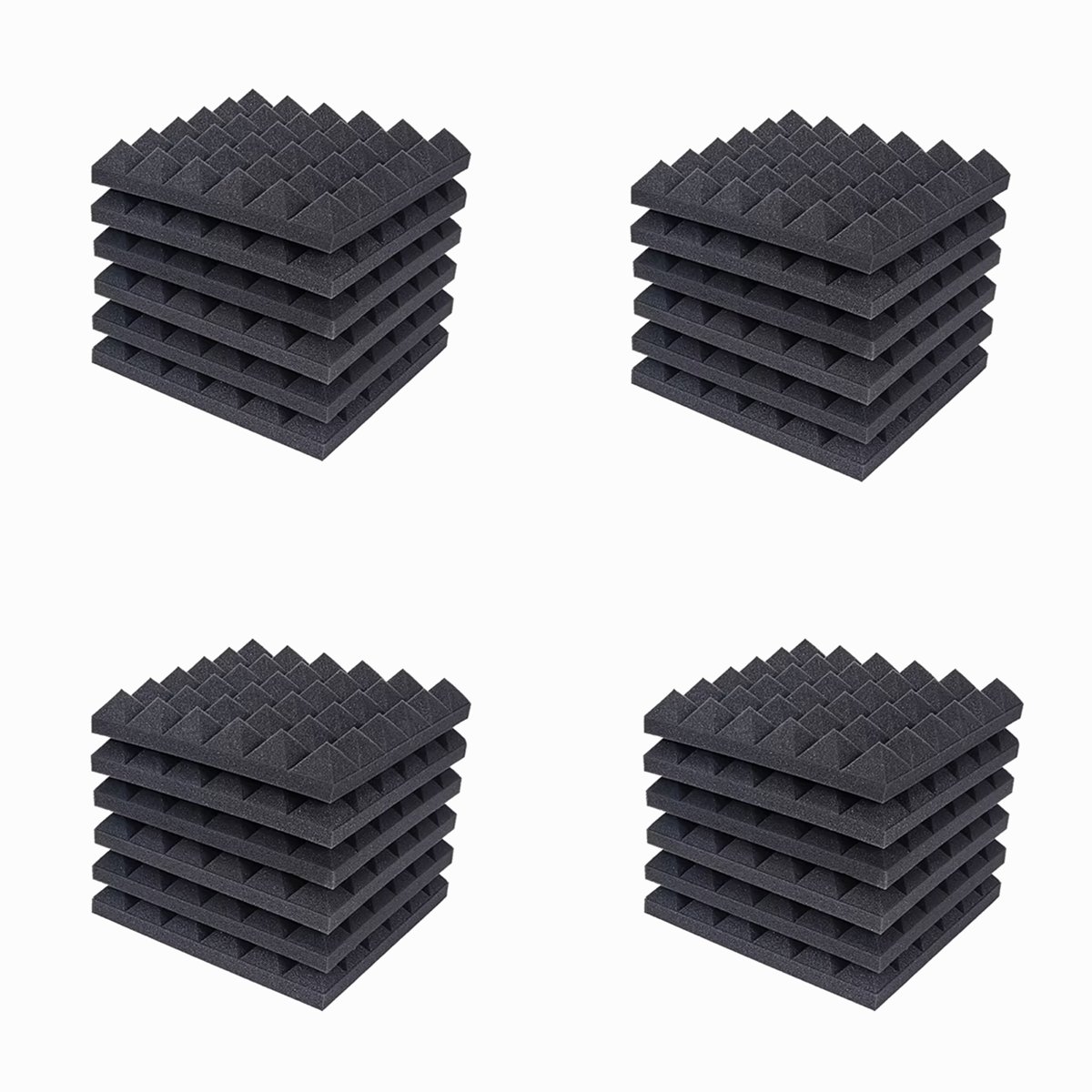 Acoustic Sound Foam Panels, 24 Pack 2" X 12" X 12" Soundproofing Treatment Studio Wall Padding Sound Absorbing Fireproof(BLACK) thumbnail 2