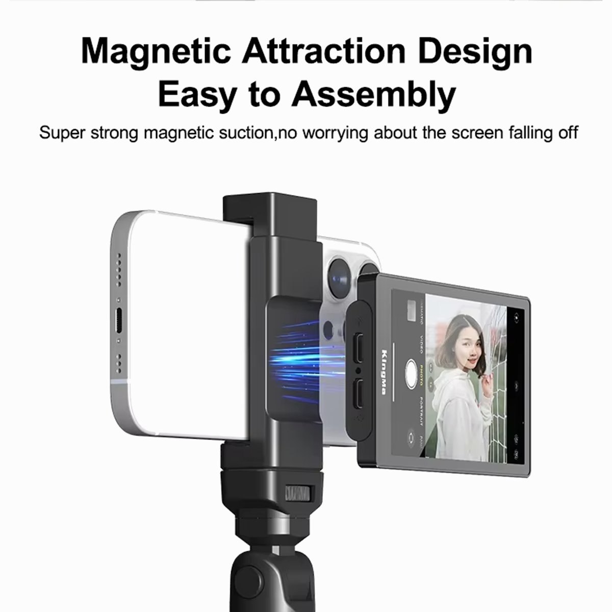 KingMa PH01-Max Vlog Selfie Monitor Magnetic Phone Clip Compatible Vlog Selfie Monitor Screen with iPhone Samsung thumbnail 2
