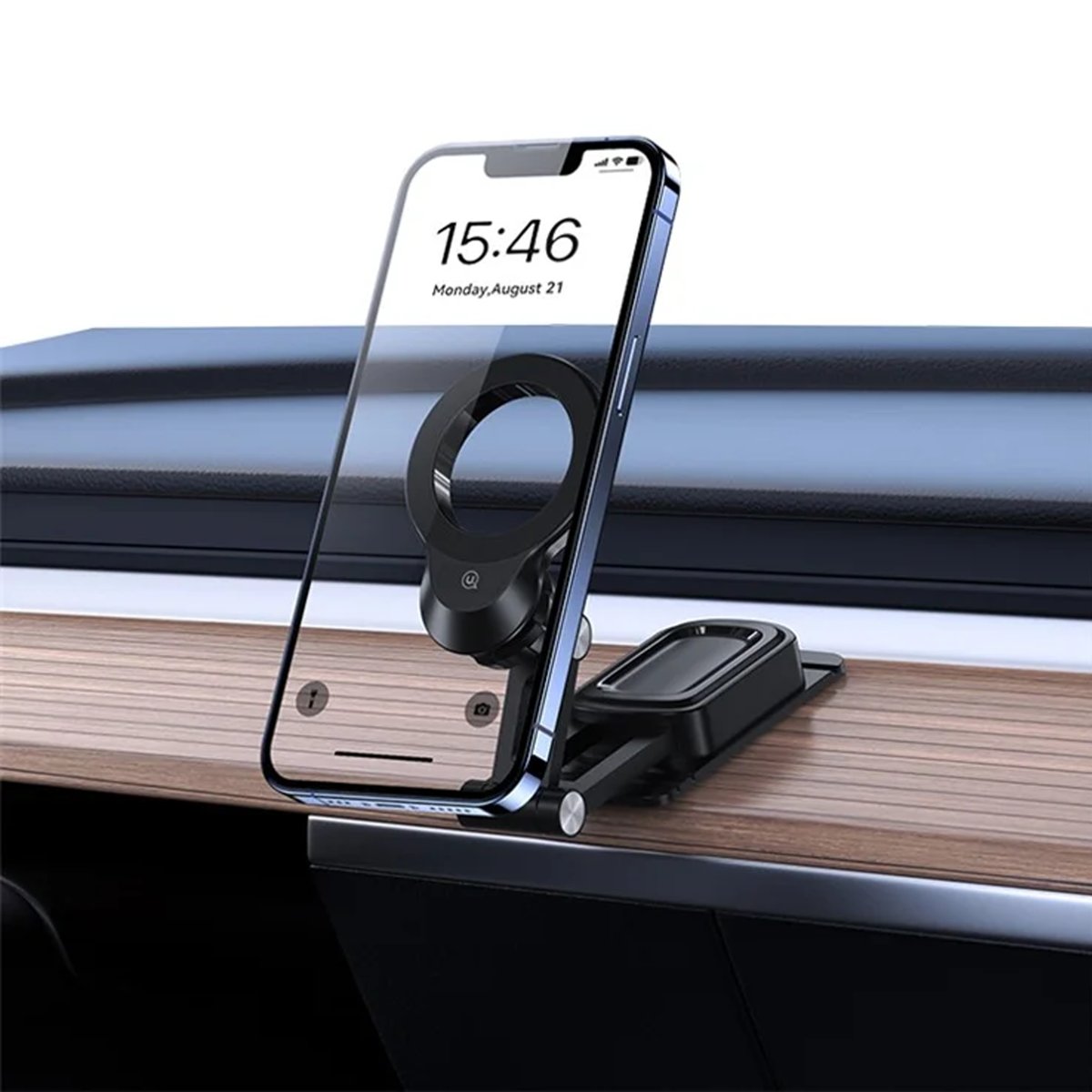 USAMS US-ZJ076 Dashboard Magnetic Car Phone Holder 360° Rotation Foldable Cell Phone Mount Stand thumbnail 2