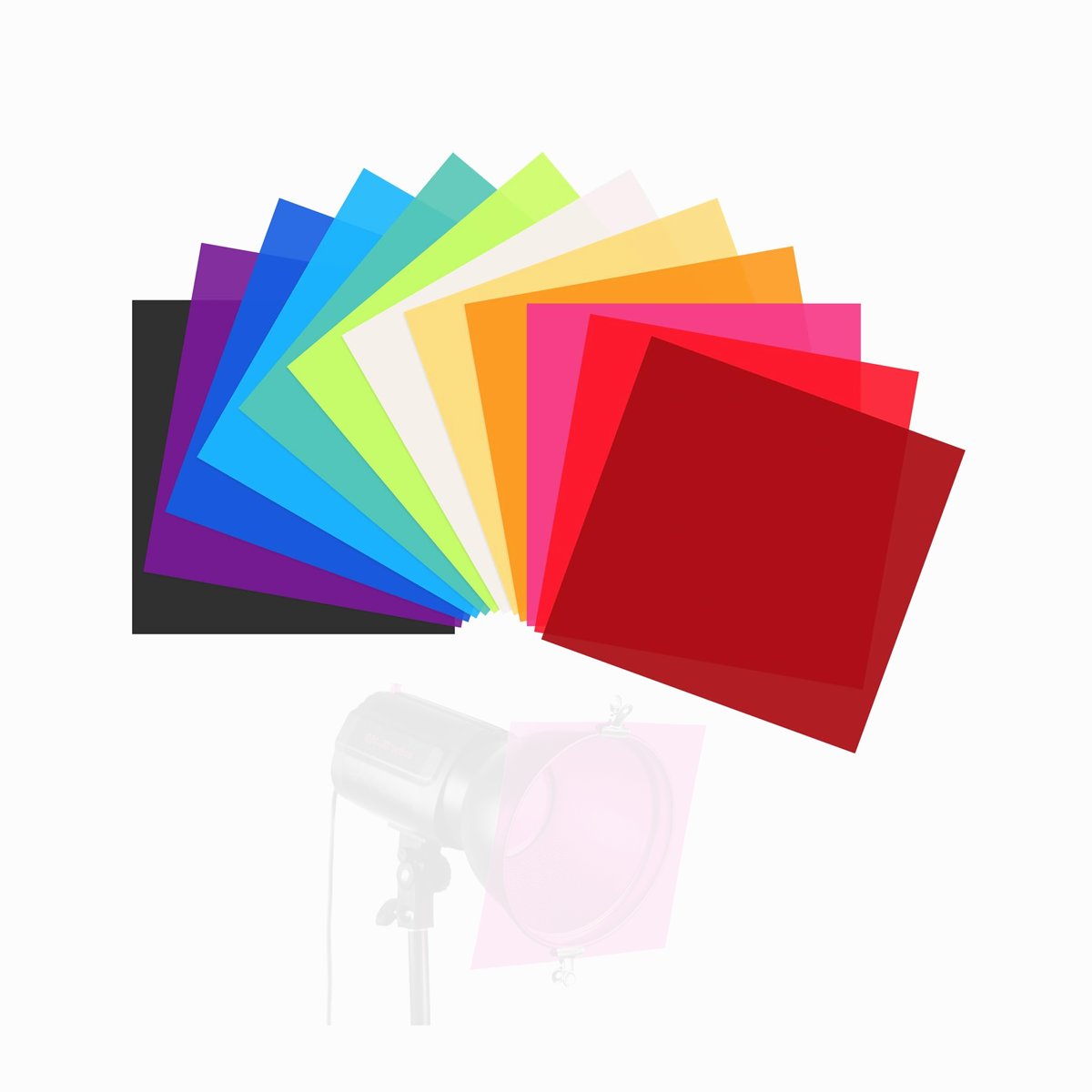 12 Pcs 12x12 Inch Correction Gel Light Filter Lighting Gels Diffuser image 1