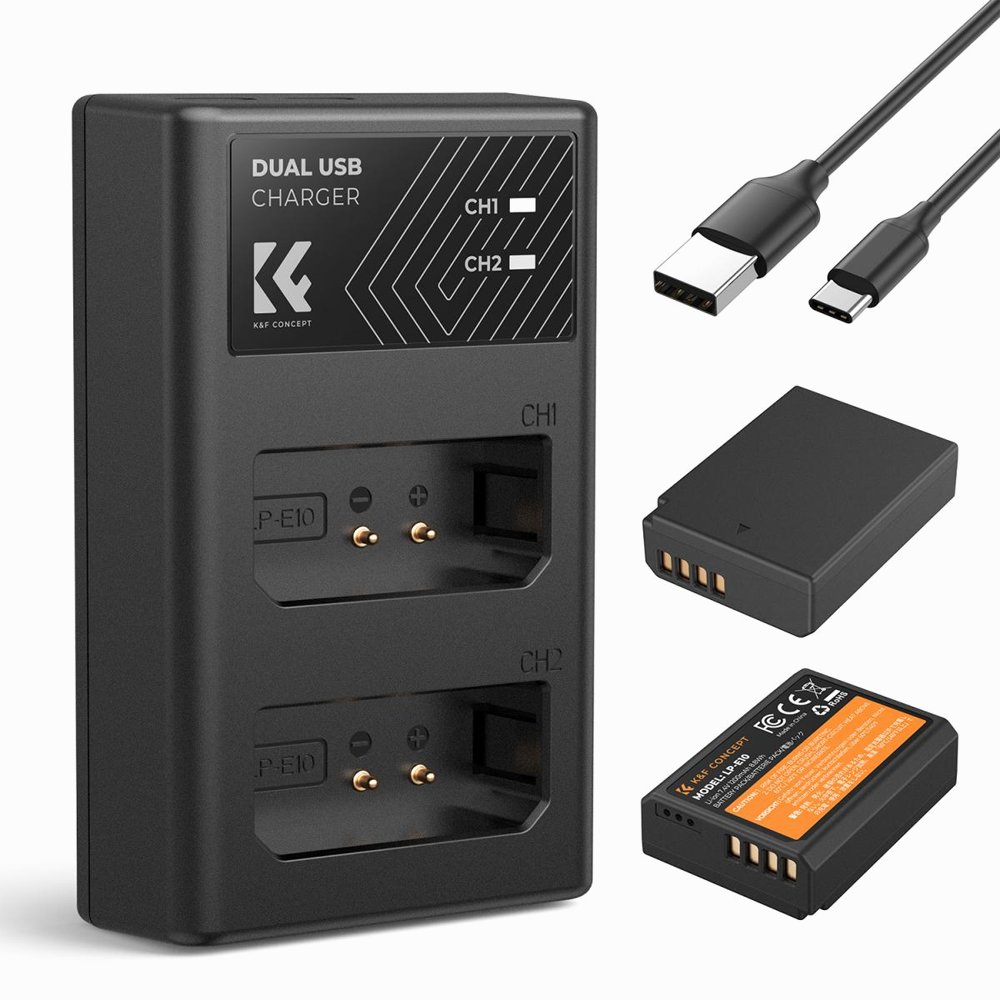 K&F Concept LP-E10 Battery and Charger Set with Dual Slot Charger-KF28.0028