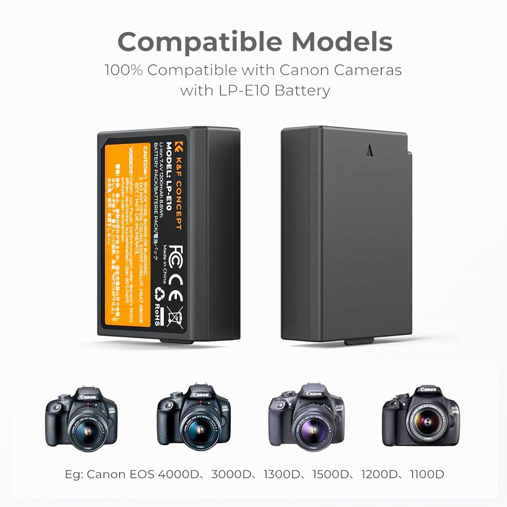 K&F Concept LP-E10 Battery and Charger Set with Dual Slot Charger-KF28.0028 thumbnail 2