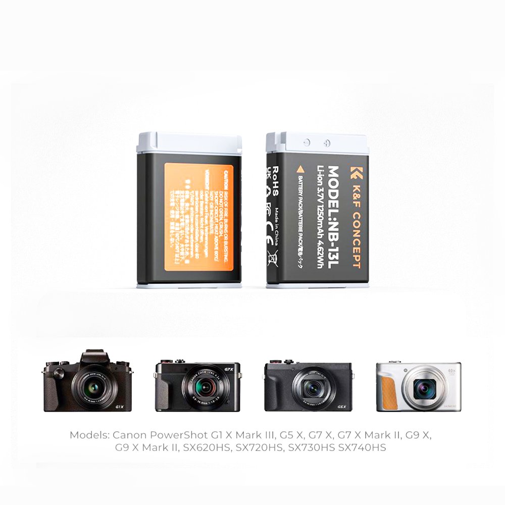 K&F Concept 2 Pack NB-13L Battery and Dual Slot Charger Set- KF28.0043 thumbnail 2