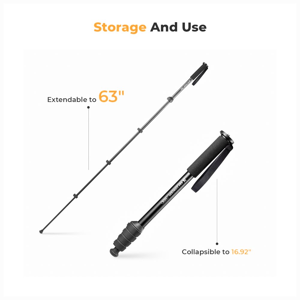 K&F Concept KF09.138V1 Camera Monopod 5-Section Height Aluminum Monopod with Metal and Rubber MS16 thumbnail 2