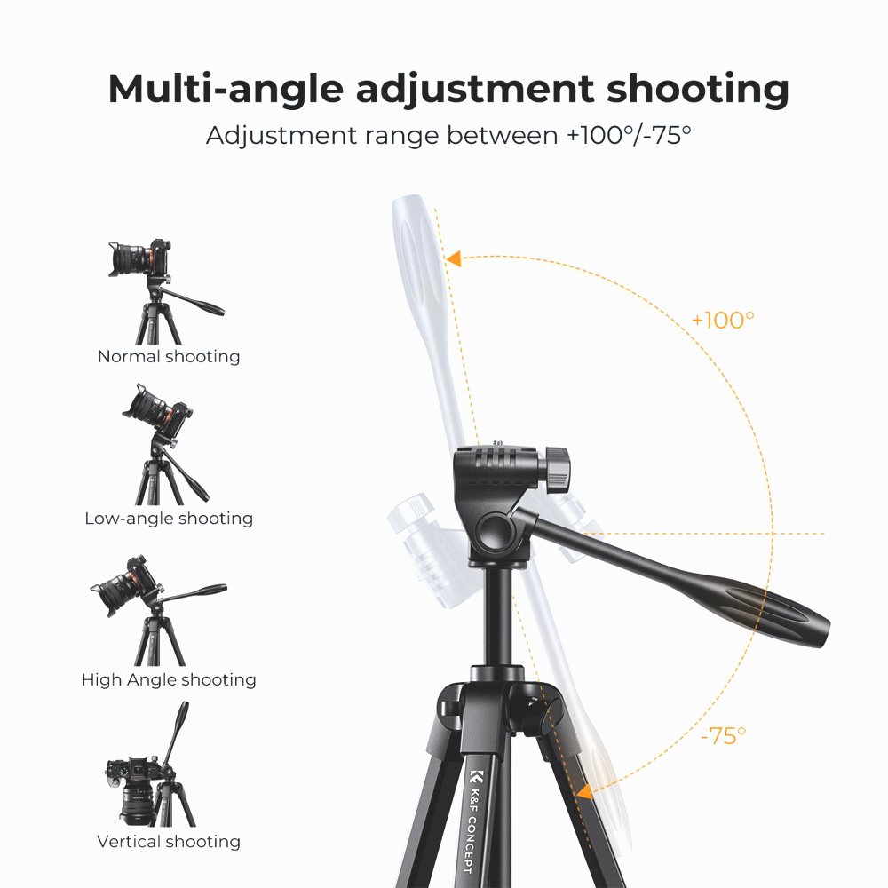 K&F Concept-KF09.125Aluminum Travel Tripod with Bluetooth Remote-S174A1 thumbnail 2