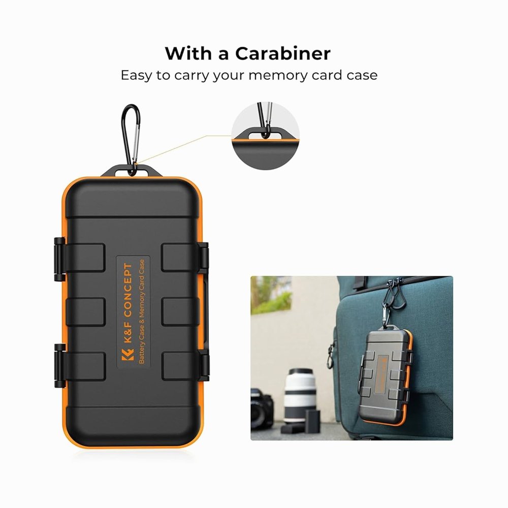 K&F Concept 16 Slots Memory Card & Camera Battery Case, Water-Resistant SD CF TF Battery Holder for 2 Camera Batteries, 8 AAA Batteries, 2 C thumbnail 2
