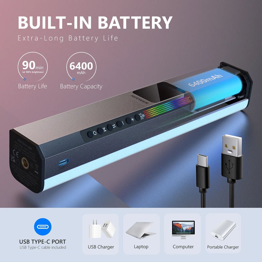 Neewer RGB1 Magnetic Handheld LED Light Stick with Metal Barndoor Handle thumbnail 2