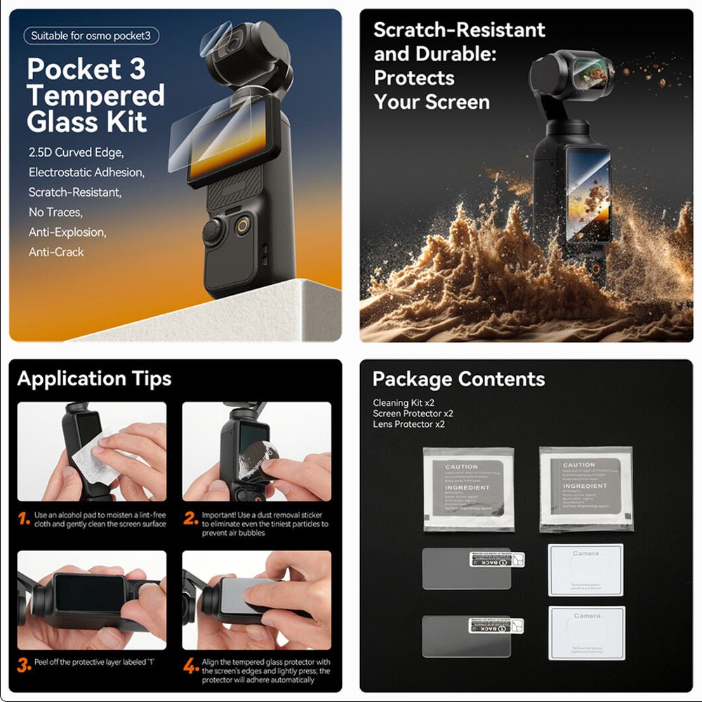 TELESIN Tempered Film Set for Osmo Pocket 3(S6-FLM-01-TDJ) thumbnail 2