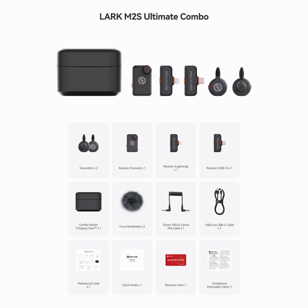 Hollyland LARK M2S Ultimate Combo 2-Person Wireless Microphone System for Cameras and Mobile Devices (2.4 GHz, Space Gray) thumbnail 2