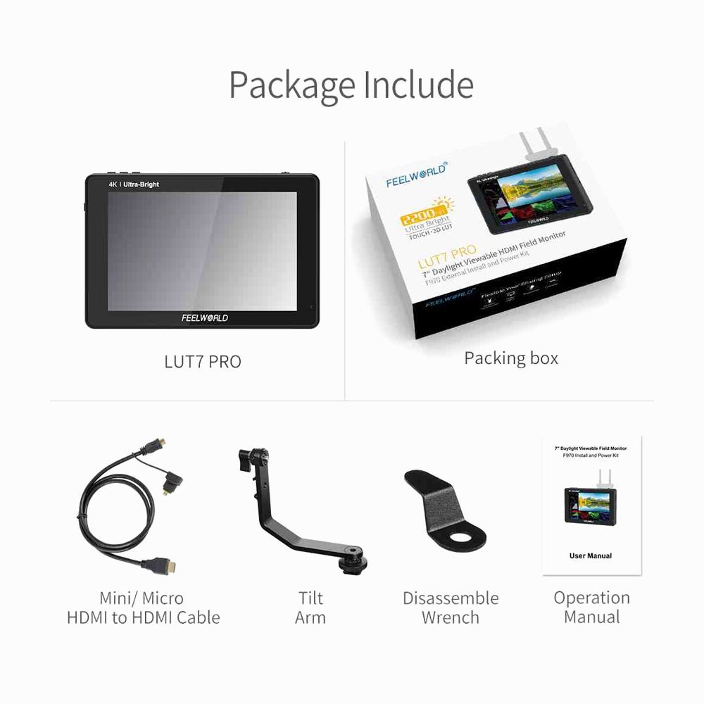 FEELWORLD LUT7 PRO 7 Inch 2200nits DSLR Camera Field Monitor LUT Touch F970 External Kit HDMI thumbnail 2