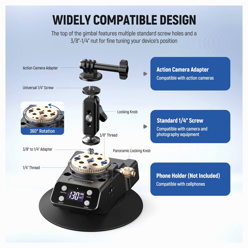 NEEWER CA017 6inch Electric Camera Suction Cup Mount thumbnail 2