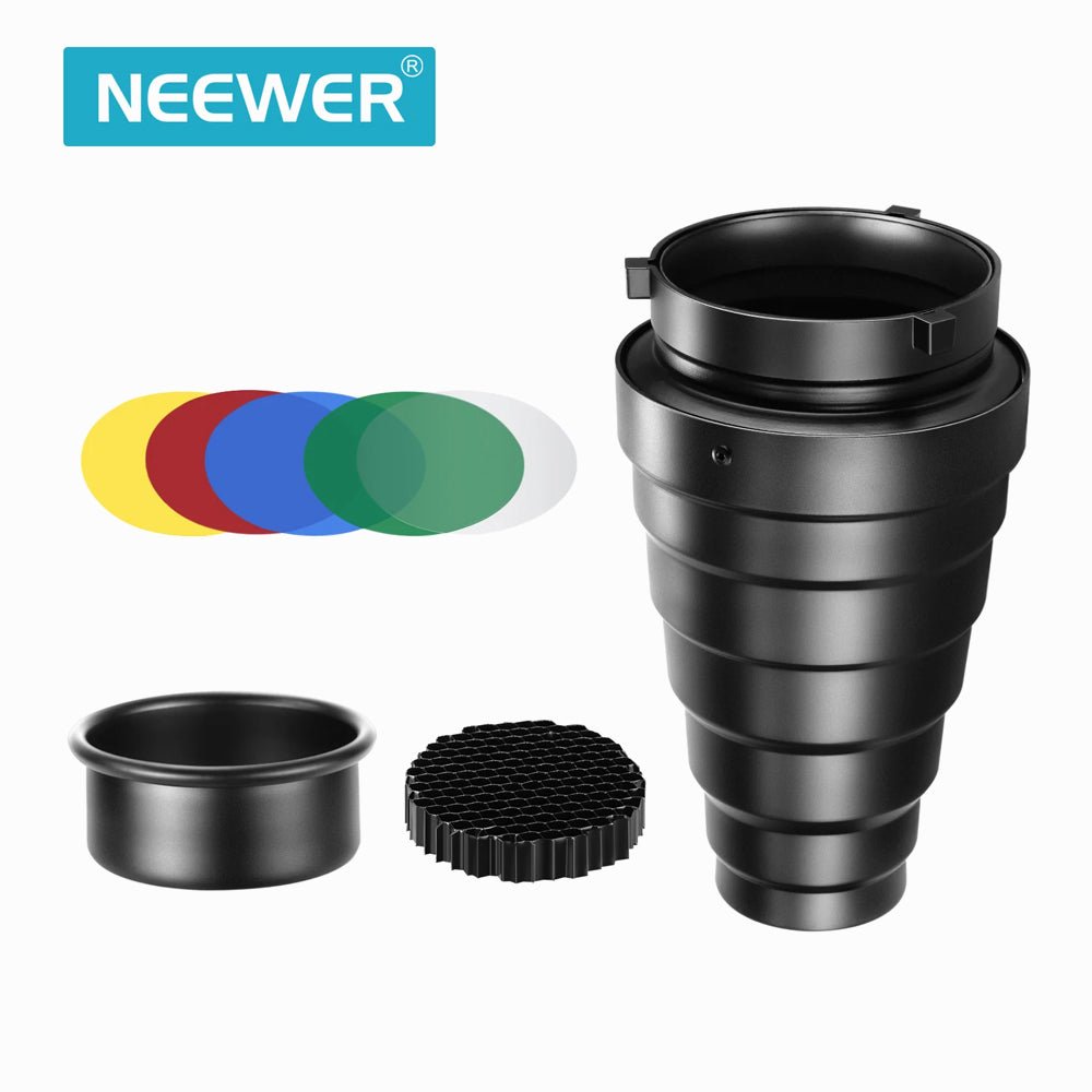 NEEWER MEDIUM Aluminium Alloy Conical Snoot Kit with Honeycomb Grid-NK-NALTM thumbnail 2