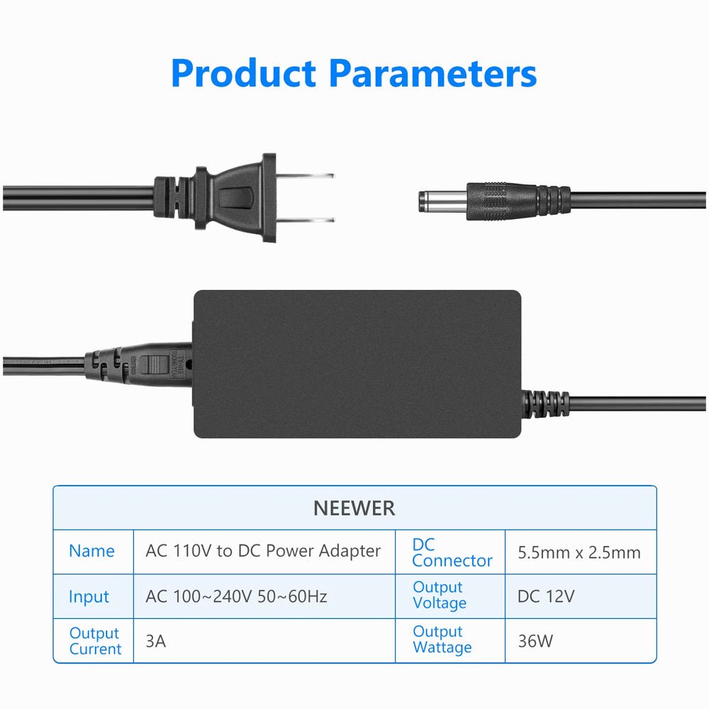 NEEWER AC 100-240V to DC 12V Power Supply Adapter ( 3A 36W)NW-120300D2 thumbnail 2