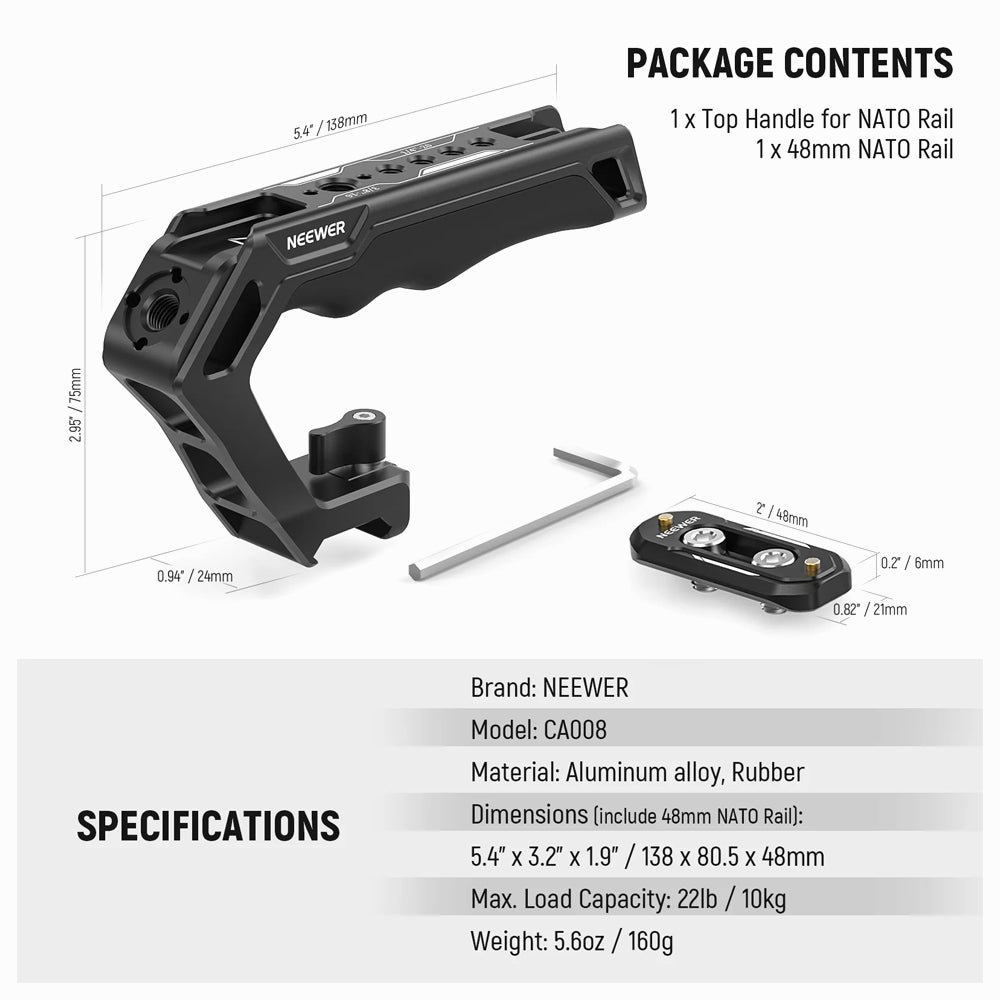 Neewer CA008 NATO Top Handle and NATO Rail Kit thumbnail 2