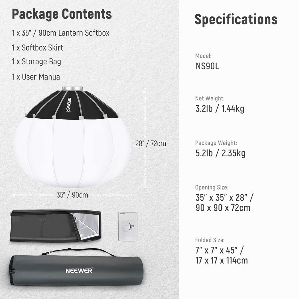 NEEWER NS90L 90cm quick release lantern softbox thumbnail 2