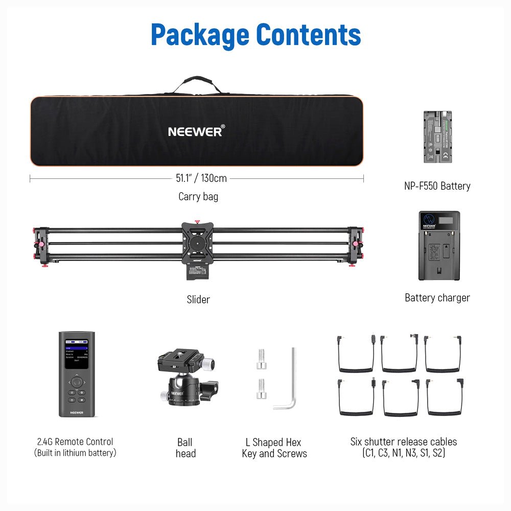 NEEWER ER1 120cm Motorized Carbon Fiber Camera Slider thumbnail 2
