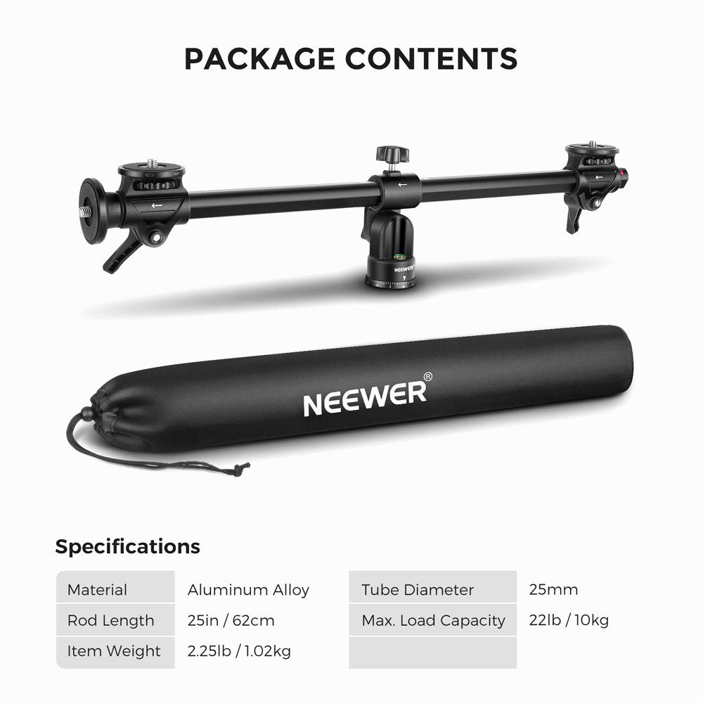 NEEWER 30 INCHES HORIZONTAL TRIPOD ARM WITH ADAPTOR SCREWS -ST30INCB thumbnail 2