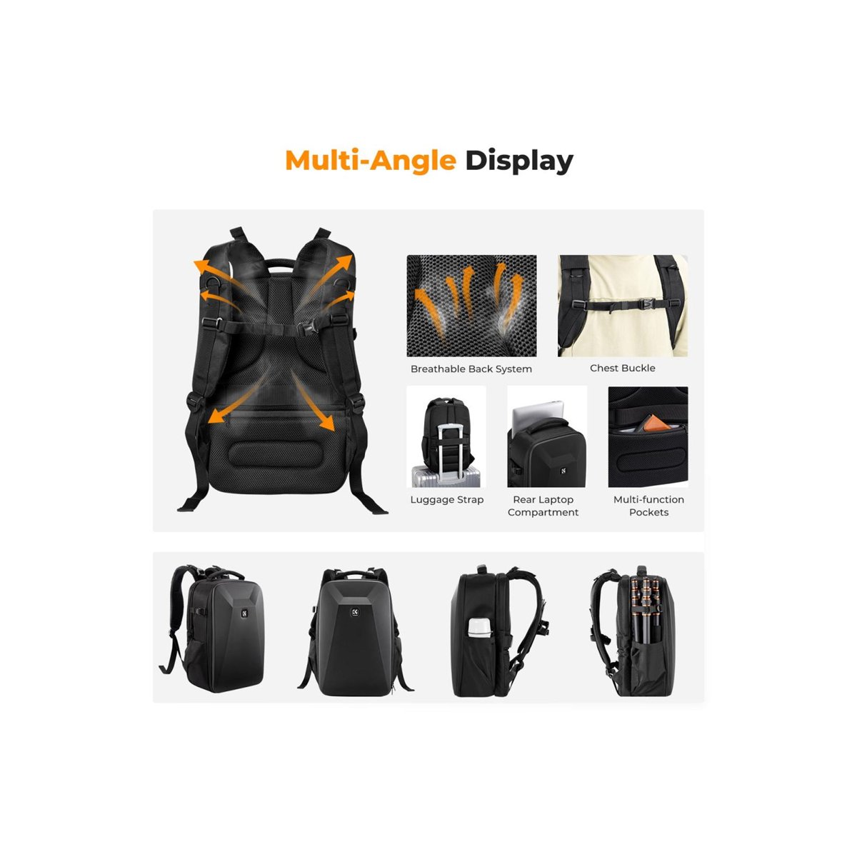 K&F Concept KF13.134 Black Camera Backpack Bag 22L thumbnail 2