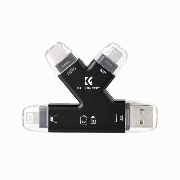 K&F CONCEPT SD Card Reader for iPhone/iPad/Android/Mac/Computer/Camera, 4 in 1 Micro SD Card Reader (KF42.0006)