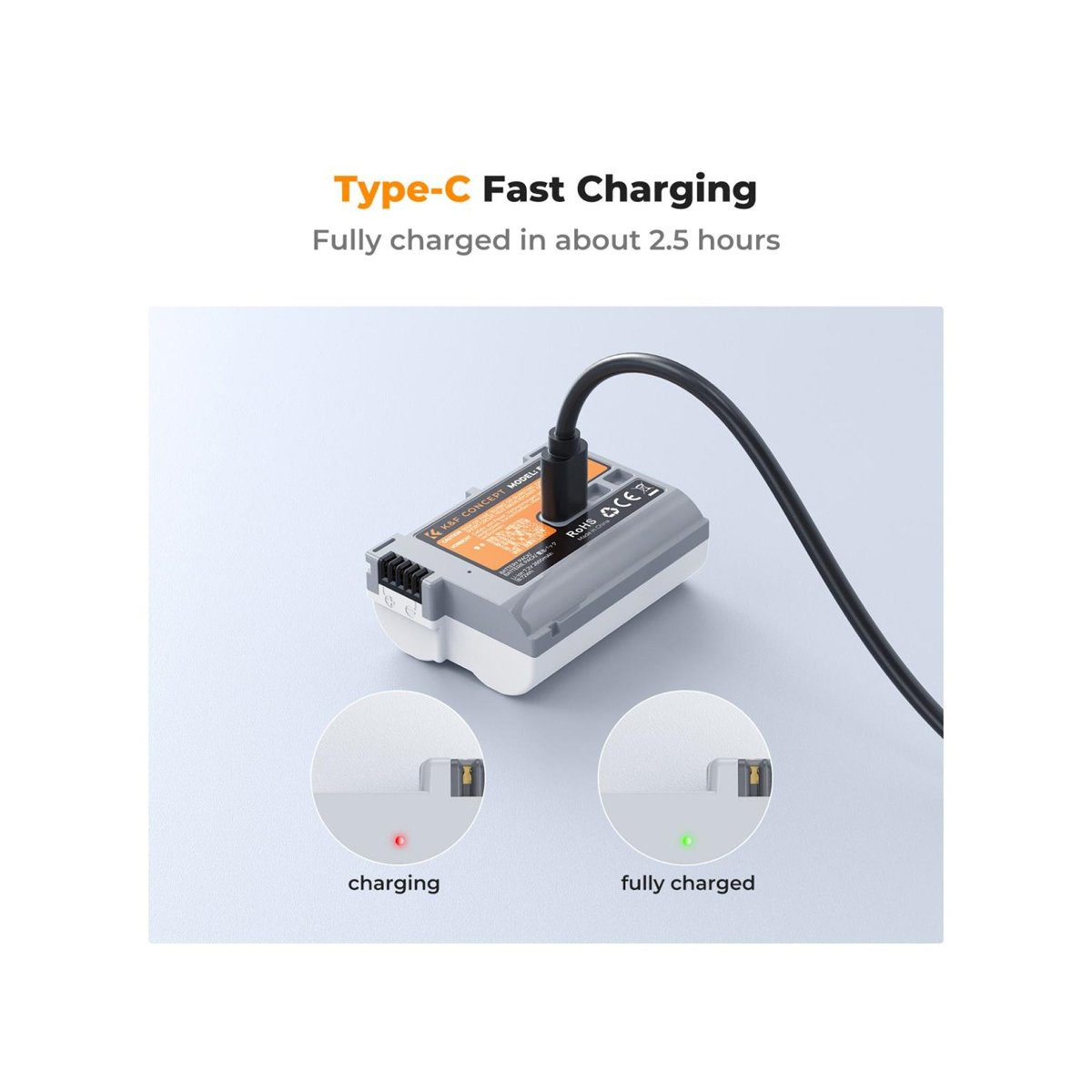 K&F Concept EN-EL15C 2600mAh USB-C Battery for Nikon Cameras-KF28.0041 thumbnail 2