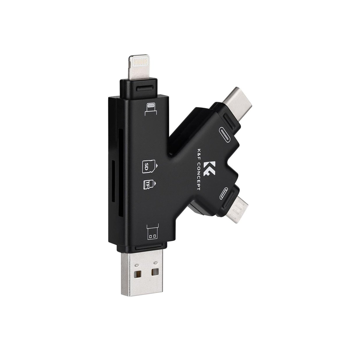 K&F CONCEPT SD Card Reader for iPhone/iPad/Android/Mac/Computer/Camera, 4 in 1 Micro SD Card Reader (KF42.0006) thumbnail 2