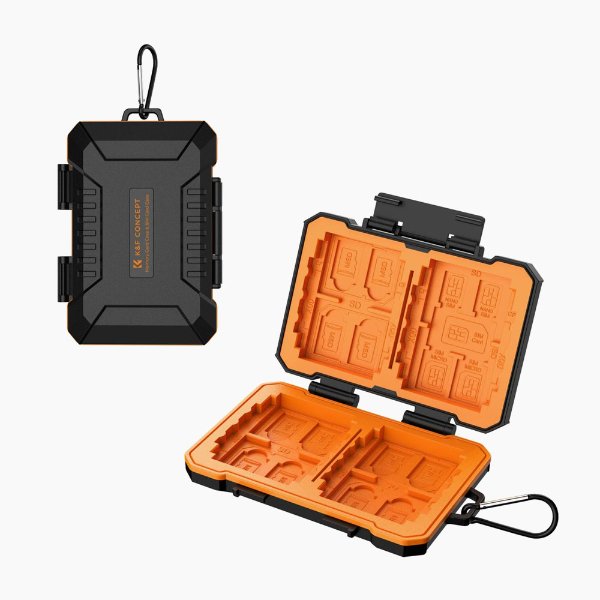 K&F Concept 29 Slots Memory Card Case, Water-Resistant CF SD SIM Card Case Holder for 8 x SD 4 x CF/XQDs 12 x Micro SD (TF) 2 x Nano SIM 2 x