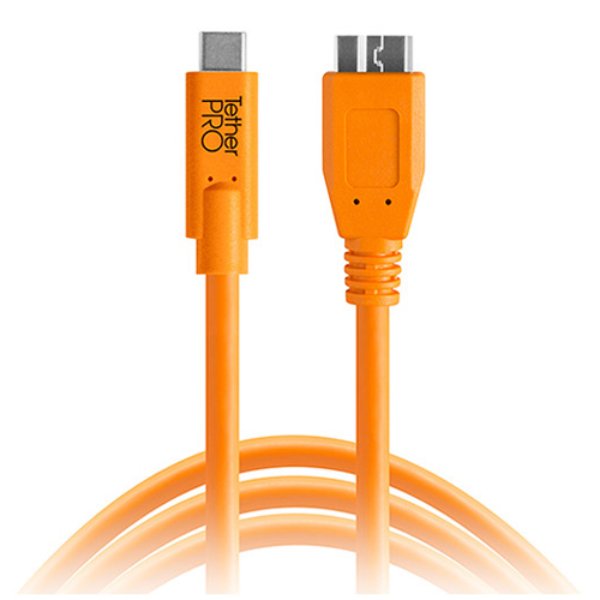 Tether Tools TetherPro USB Type-C Male to Micro-USB 3.0 Type-B Male Cable (15', Orange)