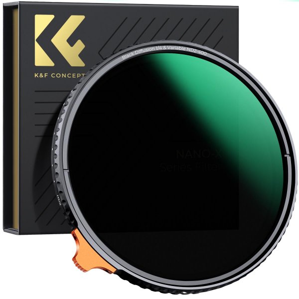 K&F Concept 82mm Black Mist 1/4 + ND2-400 Variable ND Filter with Double-sided 28-layer Anti-reflection Green Film and Lever Nano-X Series(K