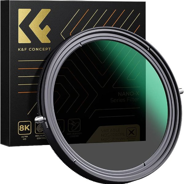 K&F Concept 77mm ND2-ND32 (1-5 Stop) Variable ND Filter and CPL Circular Polarizing Filter 2 in 1 for Camera Lens No X Spot Weather Sealed(K