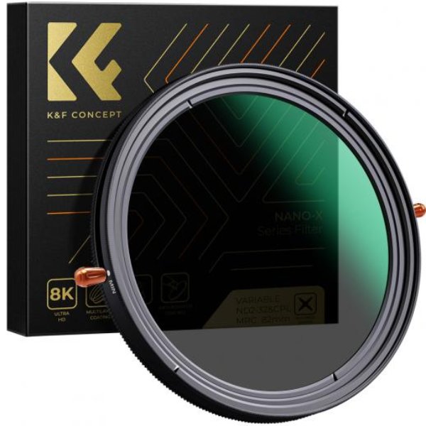 K&F Concept 82mm ND2-ND32 (1-5 Stop) Variable ND Filter and CPL Circular Polarizing Filter 2 in 1 for Camera Lens No X Spot Weather Sealed (