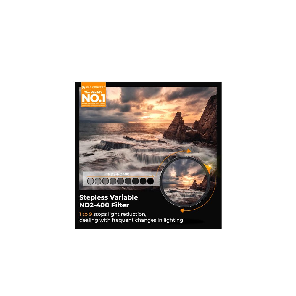 K&F Concept 43mm Variable ND Filter ND2-400 (1-9 Stop) Lens Filter Waterproof Scratch Resistant Nano-Xcel Series-KF01.2375 thumbnail 2