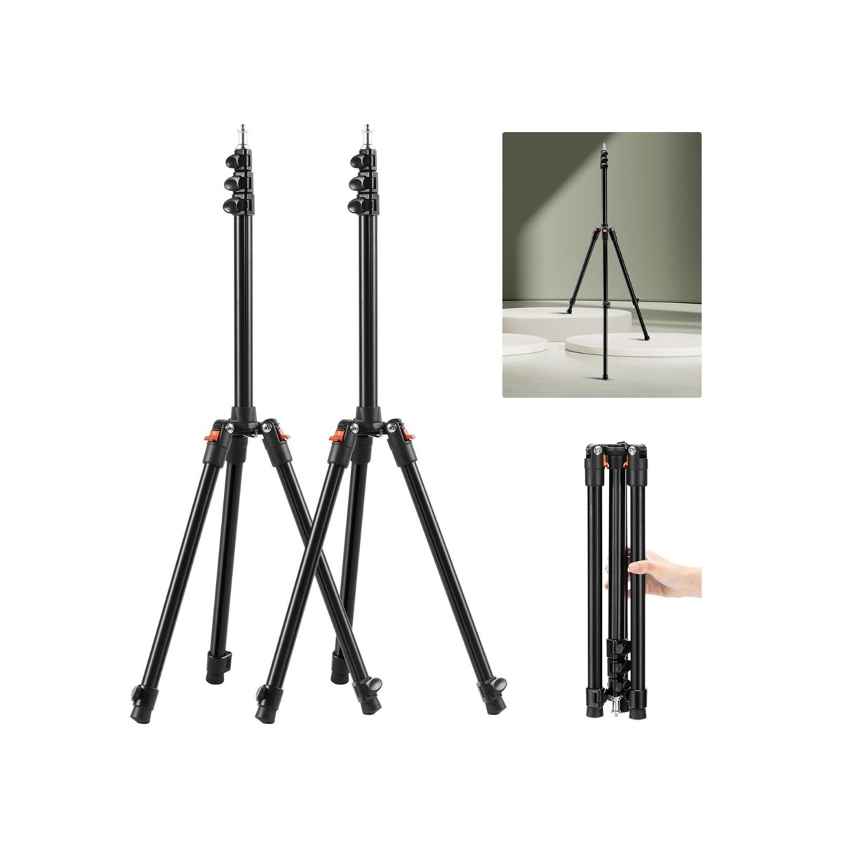 K&F Concept 200cm Extendable Photography Light Stands â 2-Pack (KF34.038S1)