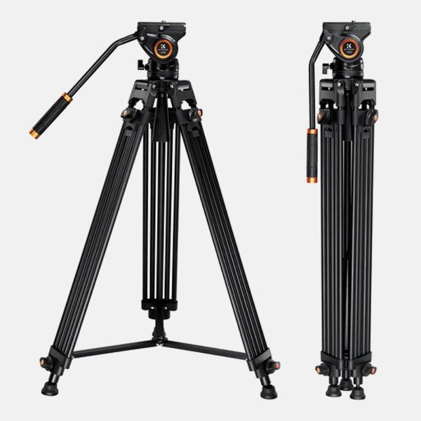 K&F Concept VA18 + VH081 Aluminum Alloy K&F Camera Video Tripod with Panorama Fluid Hydraulic Billhead (KF09.121)