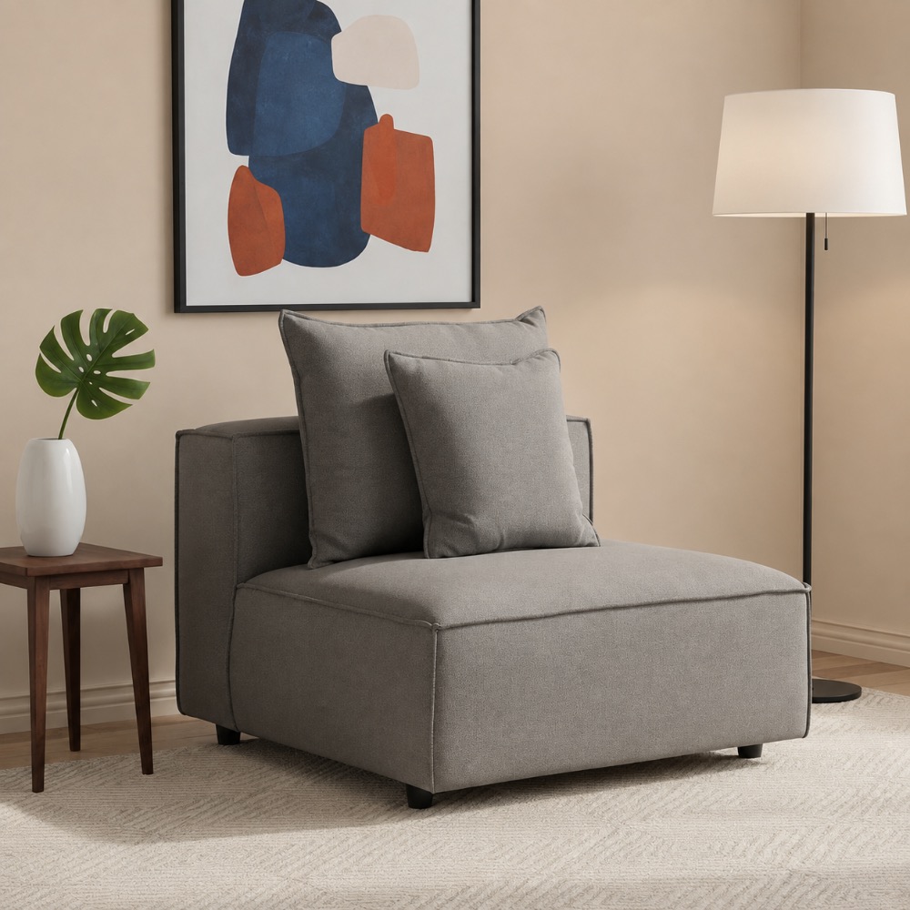 Cara 1-Seater Armless Sofa, Grey thumbnail 2