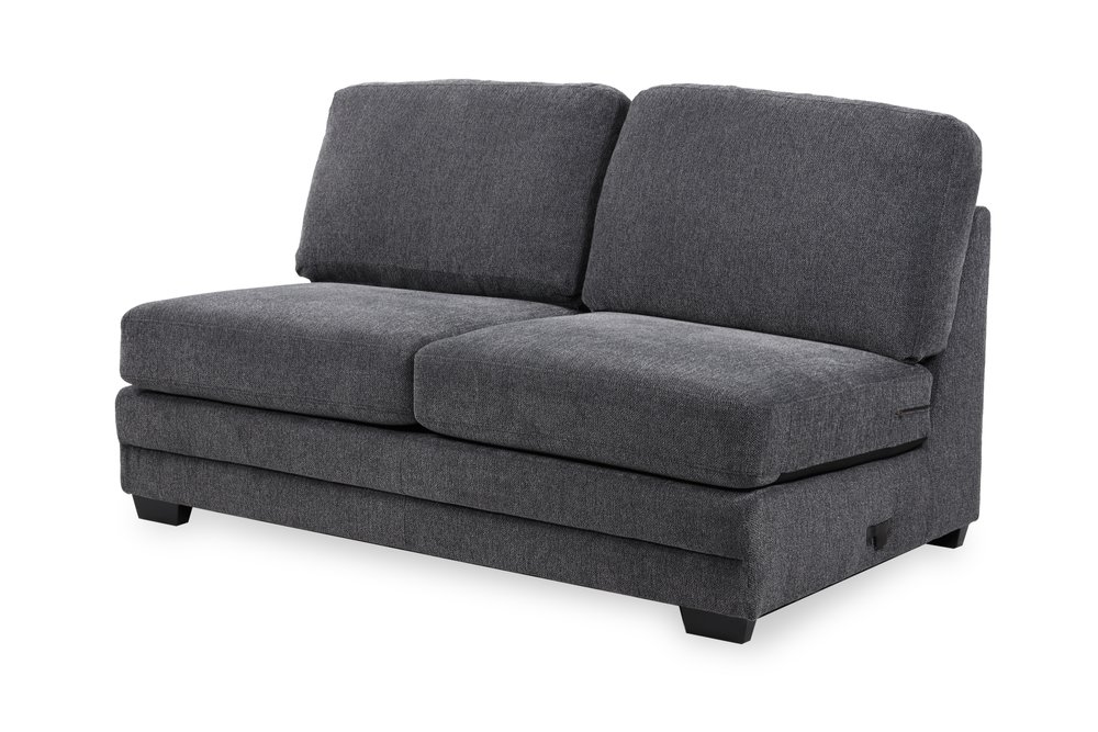 Modular 2-Seater Armless Sofa, Grey thumbnail 2