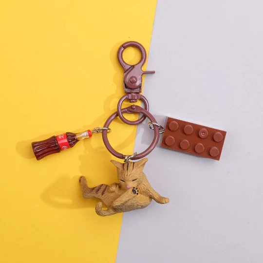 Cat & Dice Charm Keychain image 1