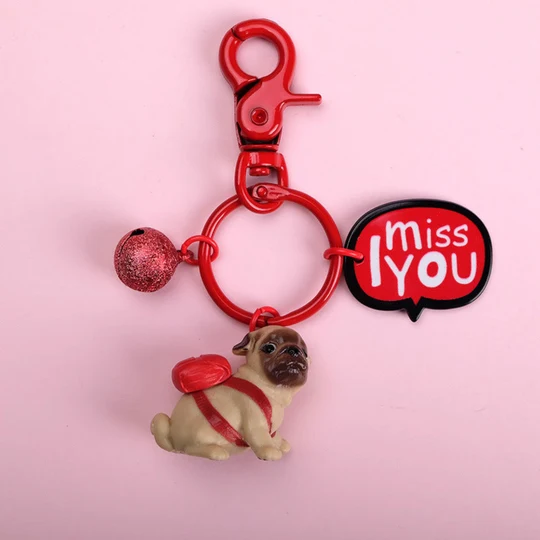 Pug Dog "I Miss You" Keychain image 1